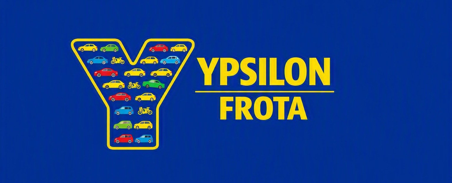 Marca oficial Ypsilon Frota: letra Y preenchida por veículos coloridos